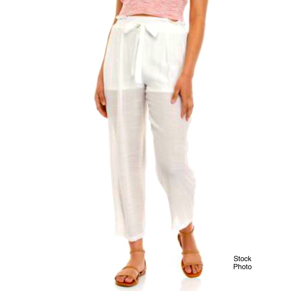 A. BYER Front-Tie Lightweight White Pants Coverup (L)